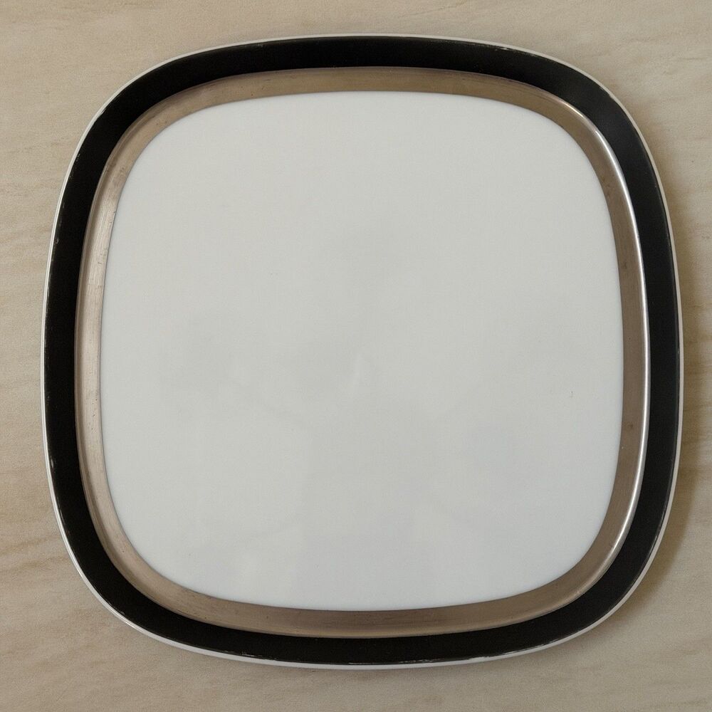 Sango Quadrille Black Satin 8” Salad Plate 7017 Japan Champagne Gold Trim